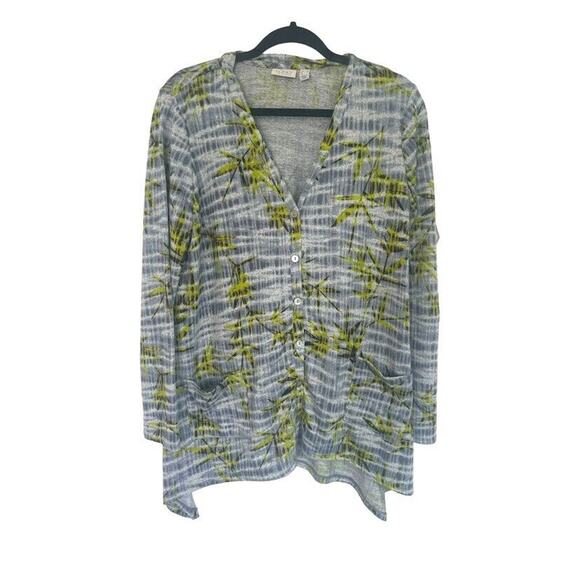 LOGO by Lori Goldstein Sweaters - Logo by Lori Goldstein Leaf Botanic Print Cardigan Pockets Button Size Medium